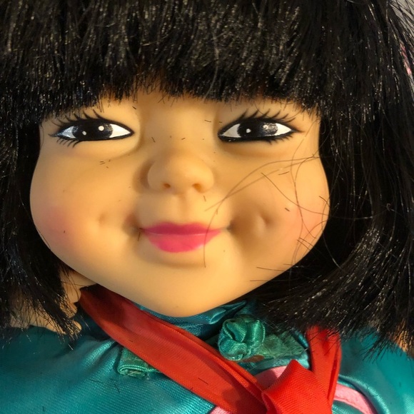 Asian Chinese Woman Carrying Child Cloth Dolls 13 inch mom and baby. Please read - Picture 2 of 15